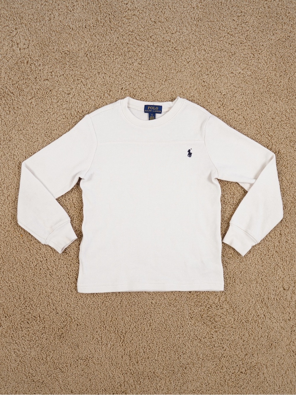 Polo by Ralph Lauren White Crewneck Knit Sweater with Navy Pony